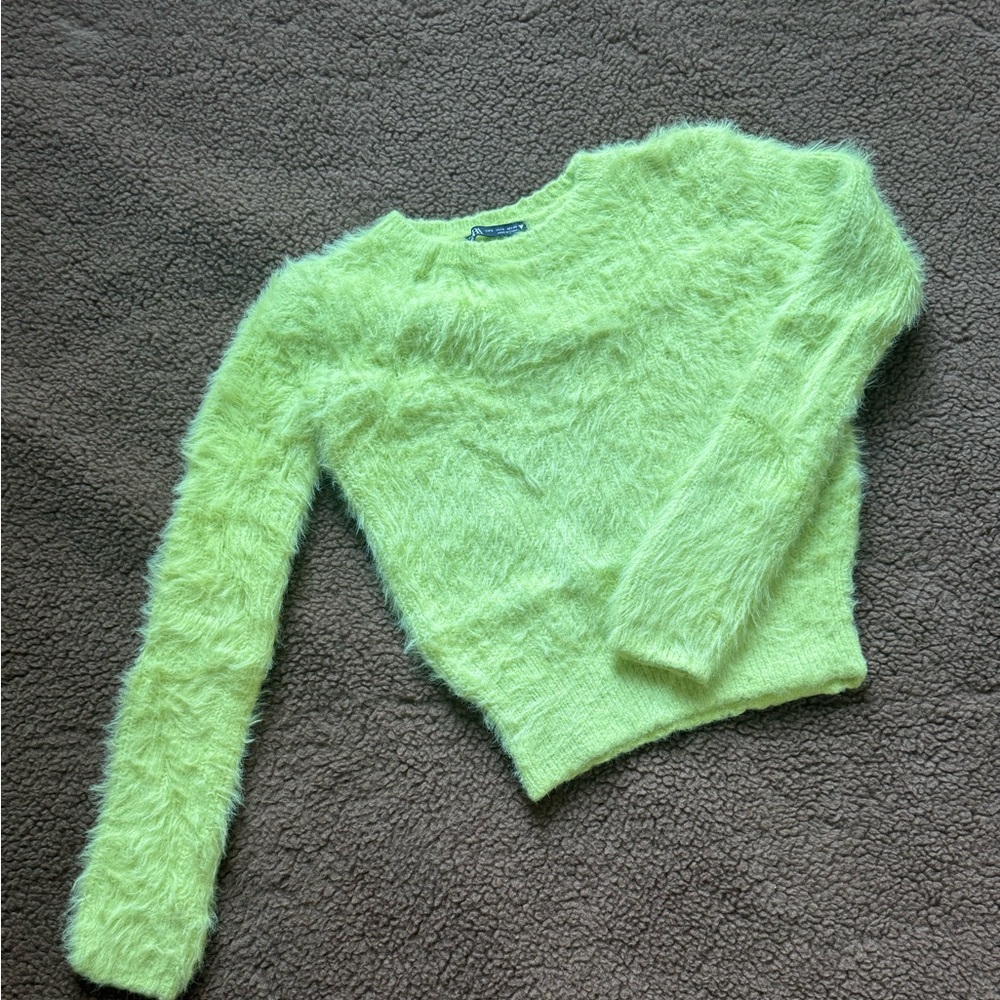 Lime Green Fuzzy Zara Sweater